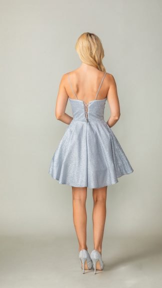 Dress 3386-silver — Silver (Fit and Flare)