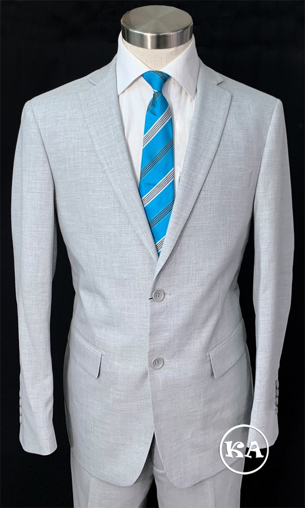 Dress gb-45001-02-silver-men-suit-1 — Silver (Two-Piece Slim Fit)