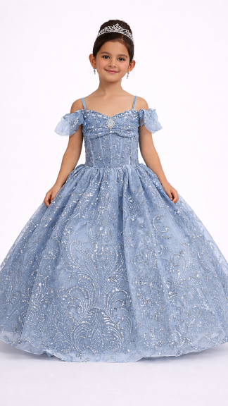 Dress k840-2-dusty-blue-mini — Dusty Blue (Ball Gown (Mini))